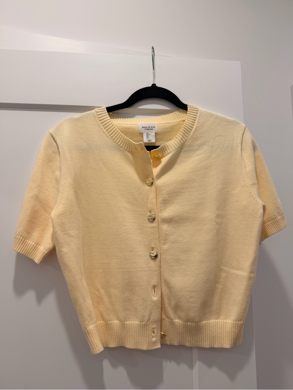 Song of Style Pale Yellow Short-Sleeve Button-Up Cardigan
